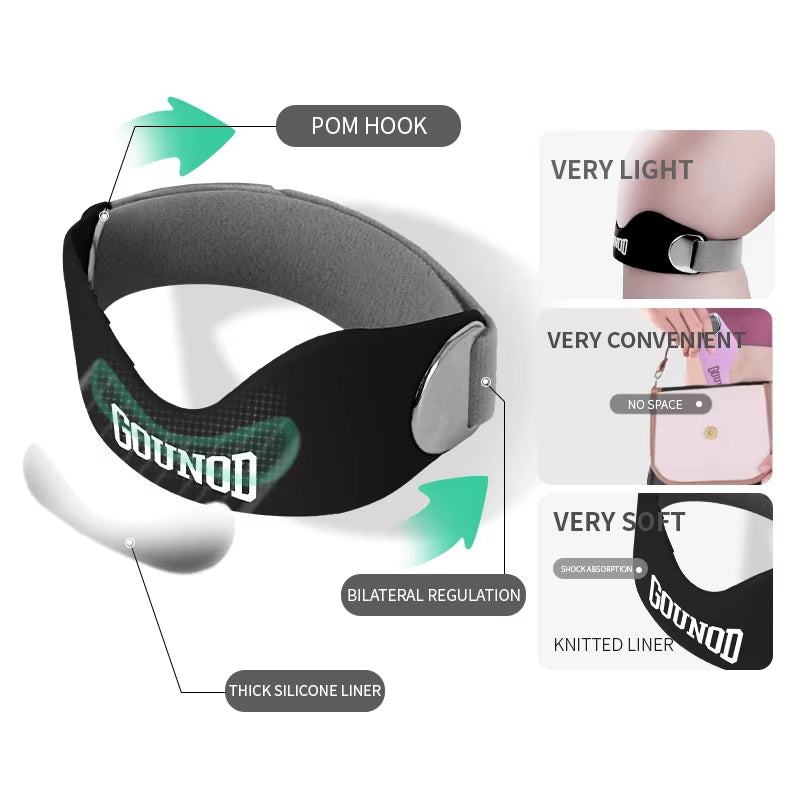 Patella Tendon Knee Strap for Pain Relief, Basketball Stabilizer Brace Silicone Band Elasticity Fixed Protection Patellar Ring